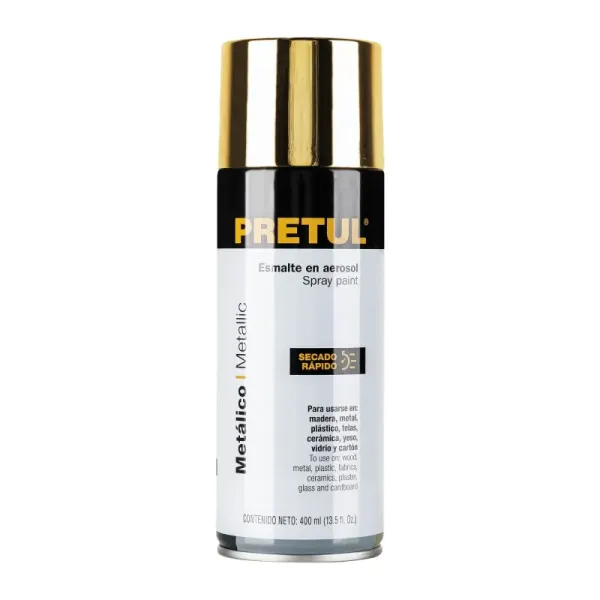 Pintura Aerosol Oro Metalizado 400ml Pretul Secado Rápido (PAM-OR-P - 27180)
