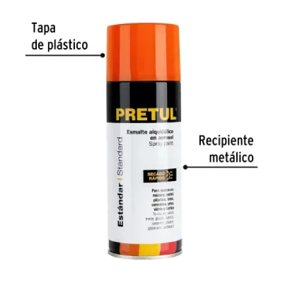 Pintura Aerosol Naranja 400ml Pretul Secado Rápido
