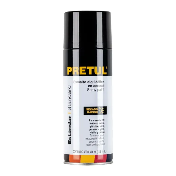 Pintura Aerosol Negro Satín 400ml Pretul Secado Rápido (PA-NS-P - 27183)