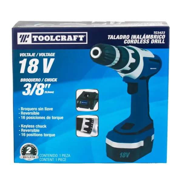 Taladro Inalámbrico 3/8' Toolcraft De 18 V (TC3423)