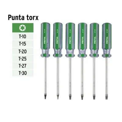 Juego 6 Destornilladores Torx T10 A T-30 Pretul Mango Pvc