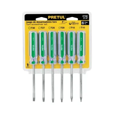 Juego 6 Destornilladores Torx T10 A T-30 Pretul Mango Pvc