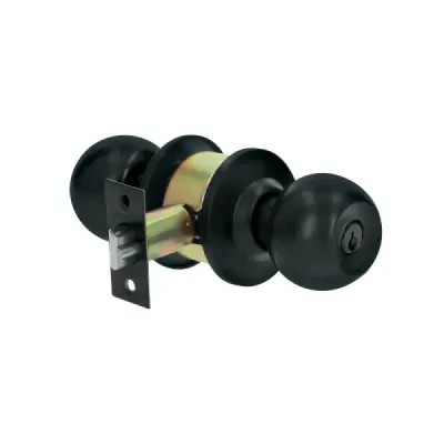 Cerradura Chapa Pomo Negro Mate Entrada Hermex Basic Esfera