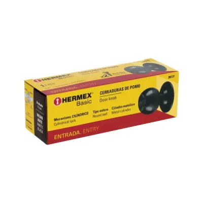 Cerradura Chapa Pomo Negro Mate Entrada Hermex Basic Esfera