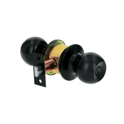 Cerradura Chapa Pomo Negro Mate Recámara Hermex Basic Esfera