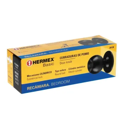 Cerradura Chapa Pomo Negro Mate Recámara Hermex Basic Esfera