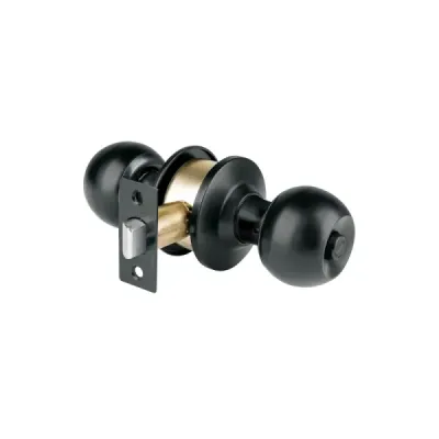 Cerradura Chapa Pomo Negro Mate Baño Hermex Basic Esfera
