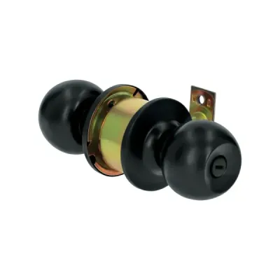 Cerradura Chapa Pomo Negro Mate Baño Hermex Basic Esfera