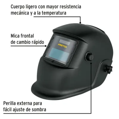 Careta Soldar Panel Digital Solar No.4 Pretul Diseño Negro