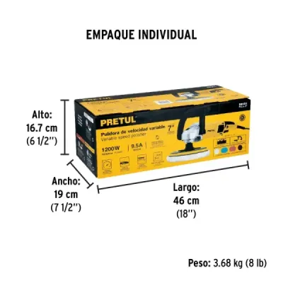 Polichadora 7' 1200w Pretul 1000-3500 Rpm Ip20 Con Maletín