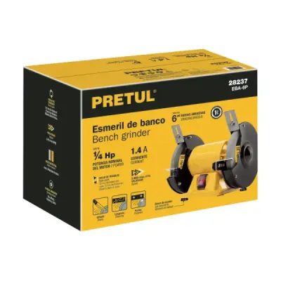 Esmeril De Banco 6' 1/4 Hp Pretul Eje 1/2' 120 V 1.4 A