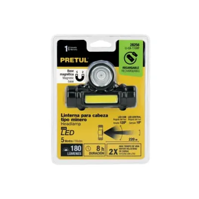 Linterna Cabeza Minero 180 Lm Recargable Pretul Imán Led Cob