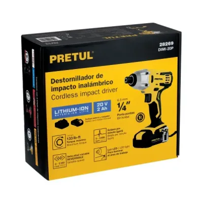 Atornillador Impacto Inalámbrico 1/4' 20v Pretul 1 Batería
