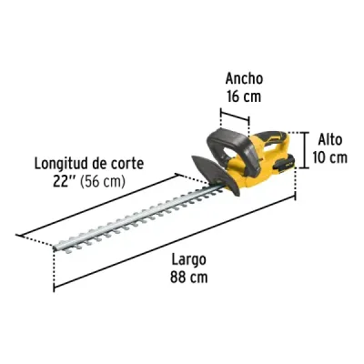 Cortasetos Inalámbrico 56cm 20v Pretul Corte 10mm 1500spm