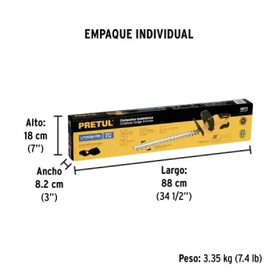 Cortasetos Inalámbrico 56cm 20v Pretul Corte 10mm 1500spm