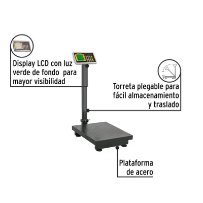 Báscula Plataforma Plegable 200 Kg 40x50x85 Cm Lcd Pretul