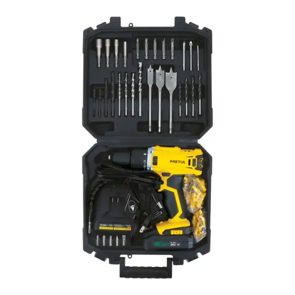 Juego Taladro 1/2' 20v Batería Pretul Con Set Herramietas (TALI-20P2K - 29001)