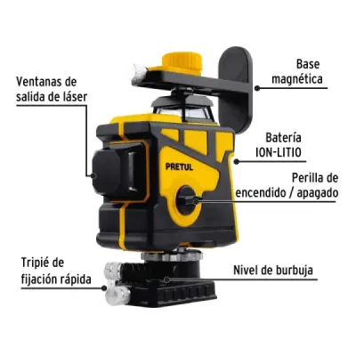 Nivel Láser 12 Líneas Cruzadas 25m 360 Pretul Con Tripié