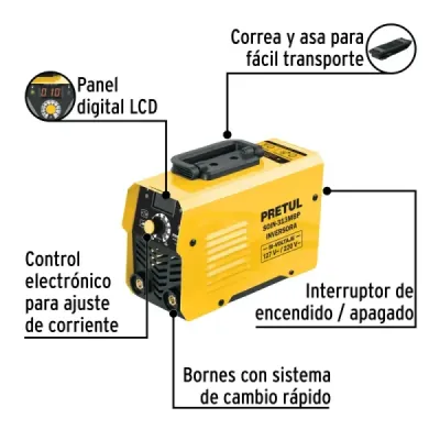 Mini Soldador Inversor 130a 2 Fases Pretul 120-220v Smaw Mma