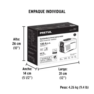 Mini Soldador Inversor 130a 2 Fases Pretul 120-220v Smaw Mma