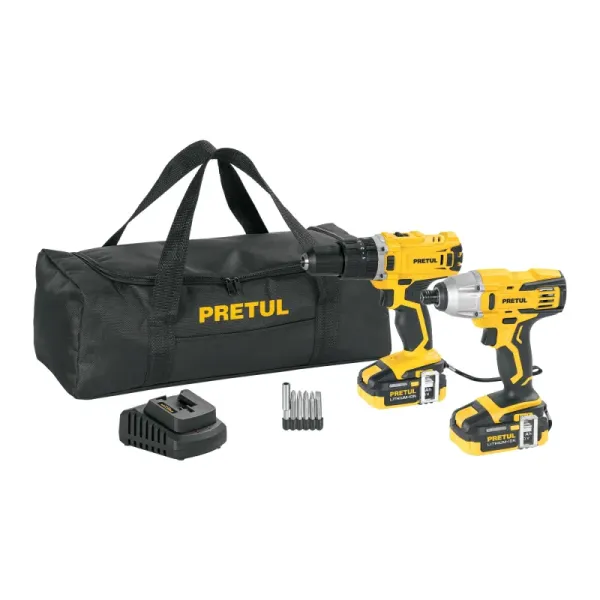 Combo Taladro Percutor Atornillador Inalámbrico 20v Pretul (COMBO-20P - 29020)