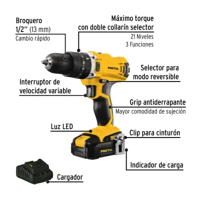 Combo Taladro Percutor Atornillador Inalámbrico 20v Pretul