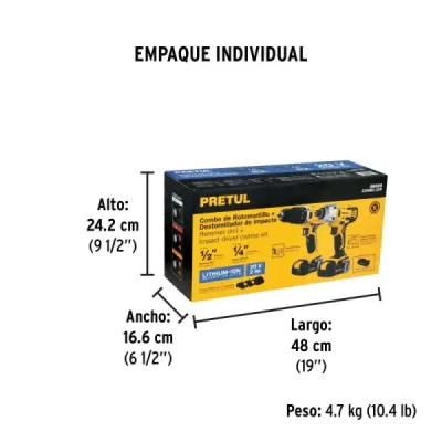 Combo Taladro Percutor Atornillador Inalámbrico 20v Pretul