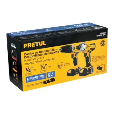 Combo Taladro Percutor Atornillador Inalámbrico 20v Pretul
