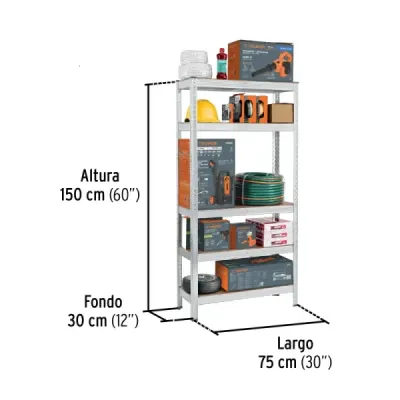 Estante Metálico 150X30X76Cm Truper 5 Repisas En Mdf 175Kg Pretul