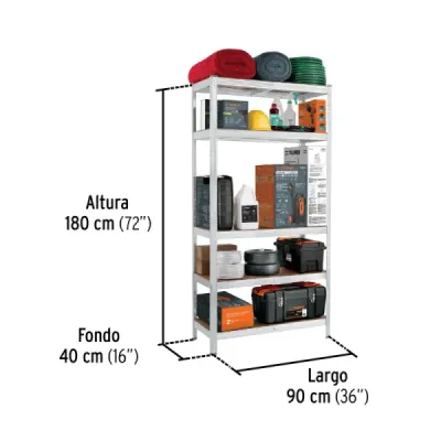 Estante Metálico 180X40X91Cm Truper 5 Repisas En Mdf 175Kg Pretul