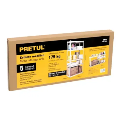 Estante Metálico 180X40X91Cm Truper 5 Repisas En Mdf 175Kg Pretul
