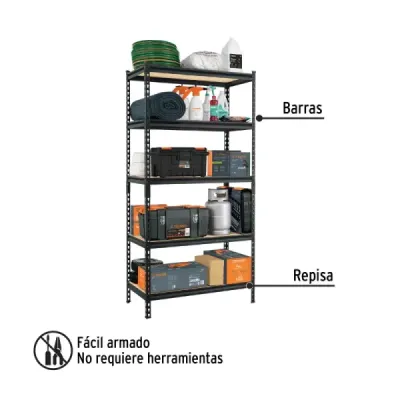 Estante Metálico 183X45X91Cm Truper 5 Repisas En Mdp 300Kg Pretul