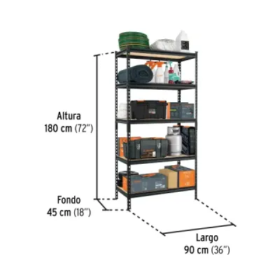 Estante Metálico 183X45X91Cm Truper 5 Repisas En Mdp 300Kg Pretul
