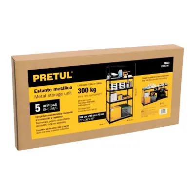 Estante Metálico 183X45X91Cm Truper 5 Repisas En Mdp 300Kg Pretul