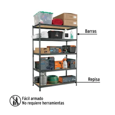 Estante Metálico 180X60X120Cm Truper 5 Repisas En Mdp 300Kg Pretul