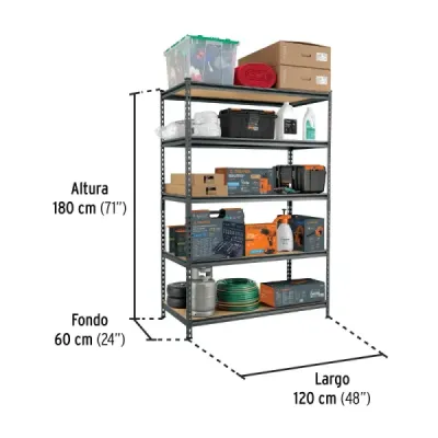 Estante Metálico 180X60X120Cm Truper 5 Repisas En Mdp 300Kg Pretul