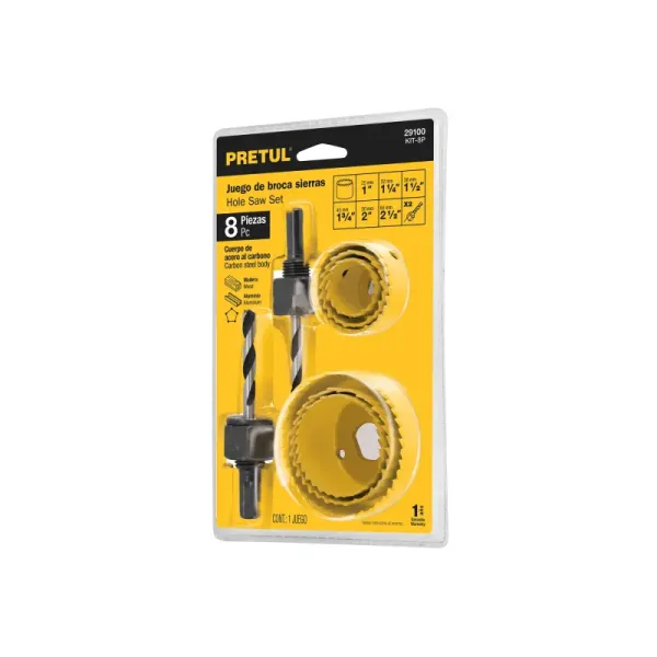 Juego 8 Sierra Copas 1' A 2.1/2' Pretul Multiusos 2 Brocas (KIT-8P - 29100)