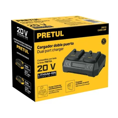 Cargador Dual Batería Herramientas Inalámbricas 20v Pretul