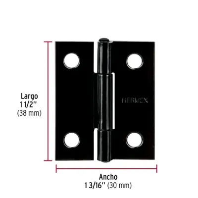 Set 20 Bisagras Negro Mate 38x30mm Hermex Incluye Tornillos