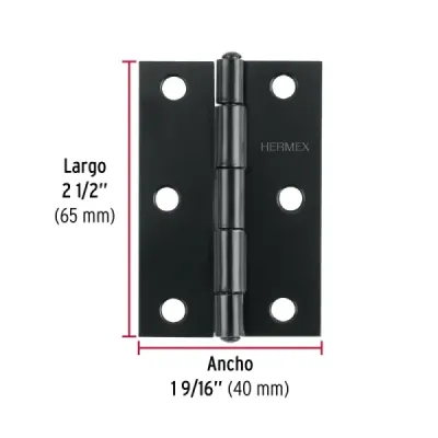 Set 20 Bisagras Negro Mate 65x40mm Hermex Incluye Tornillos