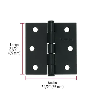 Set 10 Bisagras Negro Mate 65x1.5mm Hermex Incluye Tornillos