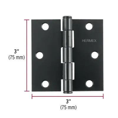 Set 10 Bisagras Negro Mate 75x1.5mm Hermex Incluye Tornillos