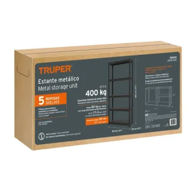 Estante Metálico 180x30x85cm Truper 5 Repisas 400kg Uso Rudo
