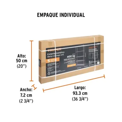 Estante Metálico 180x30x85cm Truper 5 Repisas 400kg Uso Rudo