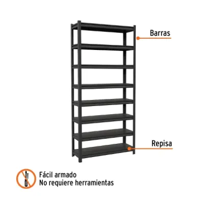 Estante Metálico 180x30x85cm Truper 8 Repisas 400kg Uso Rudo