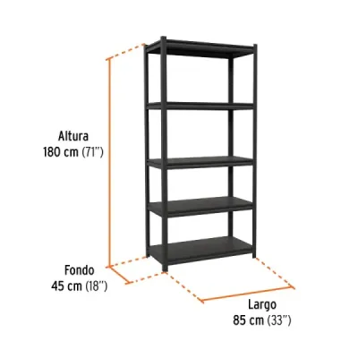 Estante Metálico 180x45x85cm Truper 5 Repisas 400kg Uso Rudo