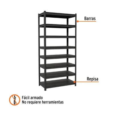 Estante Metálico 180x45x85cm Truper 8 Repisas 400kg Uso Rudo