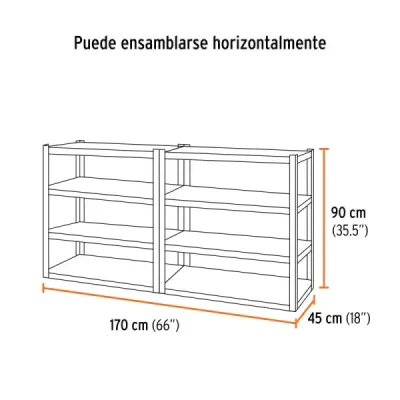 Estante Metálico 180x45x85cm Truper 8 Repisas 400kg Uso Rudo