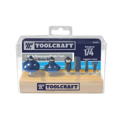 Set De 5 Fresas Para Ruteadora Toolcraft Estuche De Madera