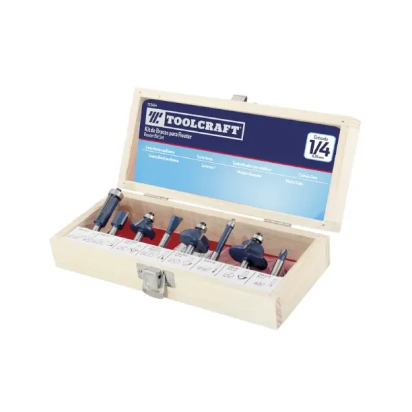 Set De 8 Fresas Para Ruteadora Toolcraft Estuche De Madera (TC3454)